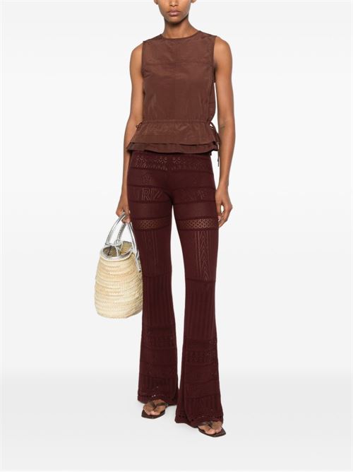 Pantalone donna Patrizia Pepe marrone in rete a zampa PATRIZIA PEPE | 2P1757K332B887